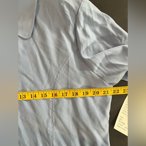 Silk Essentials Blue Short Sleeve Women's Top 100% Silk Vintage Y2K Size XL NWT - Picture 8 of 9